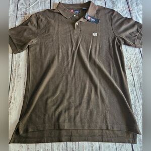 Chaps Polo Shirt Mens Large Brown Short Sleeve 100% Cotton Logo NWT